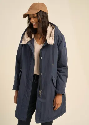 Parka mi-longue en fausse fourrure