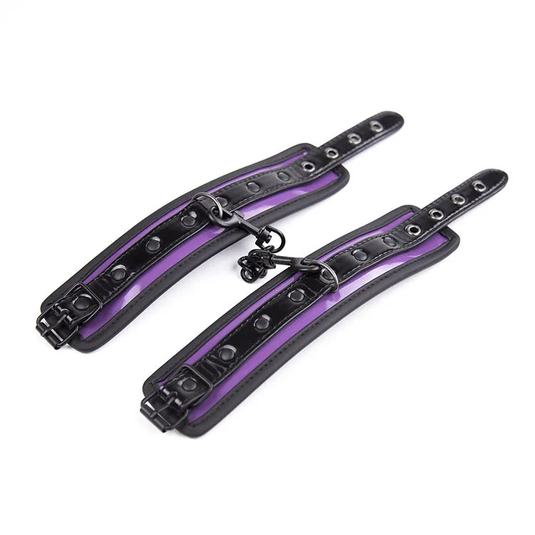 Patent Black and Purple Handcuffs