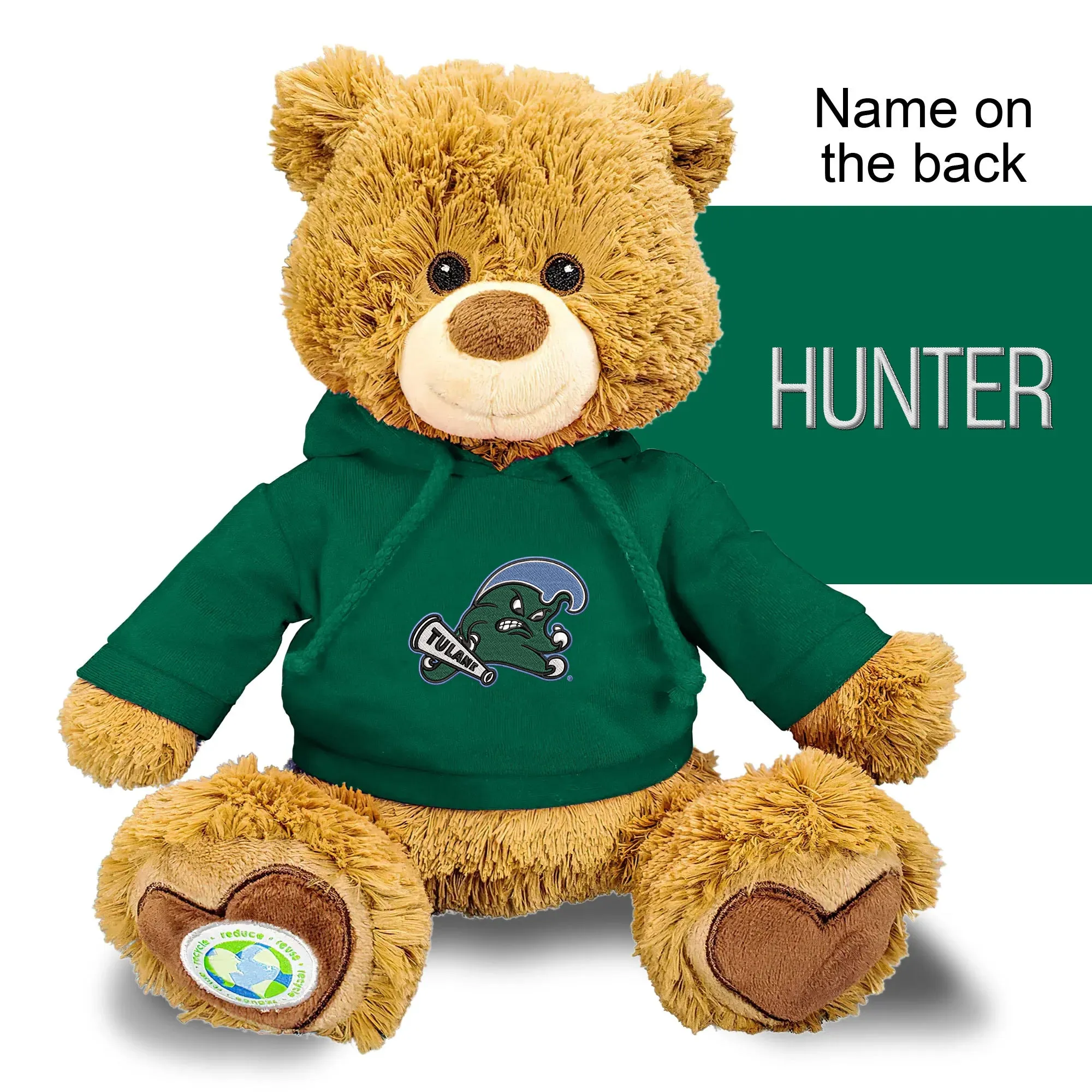 Personalized Tulane Green Wave 10" Plush Bear 2