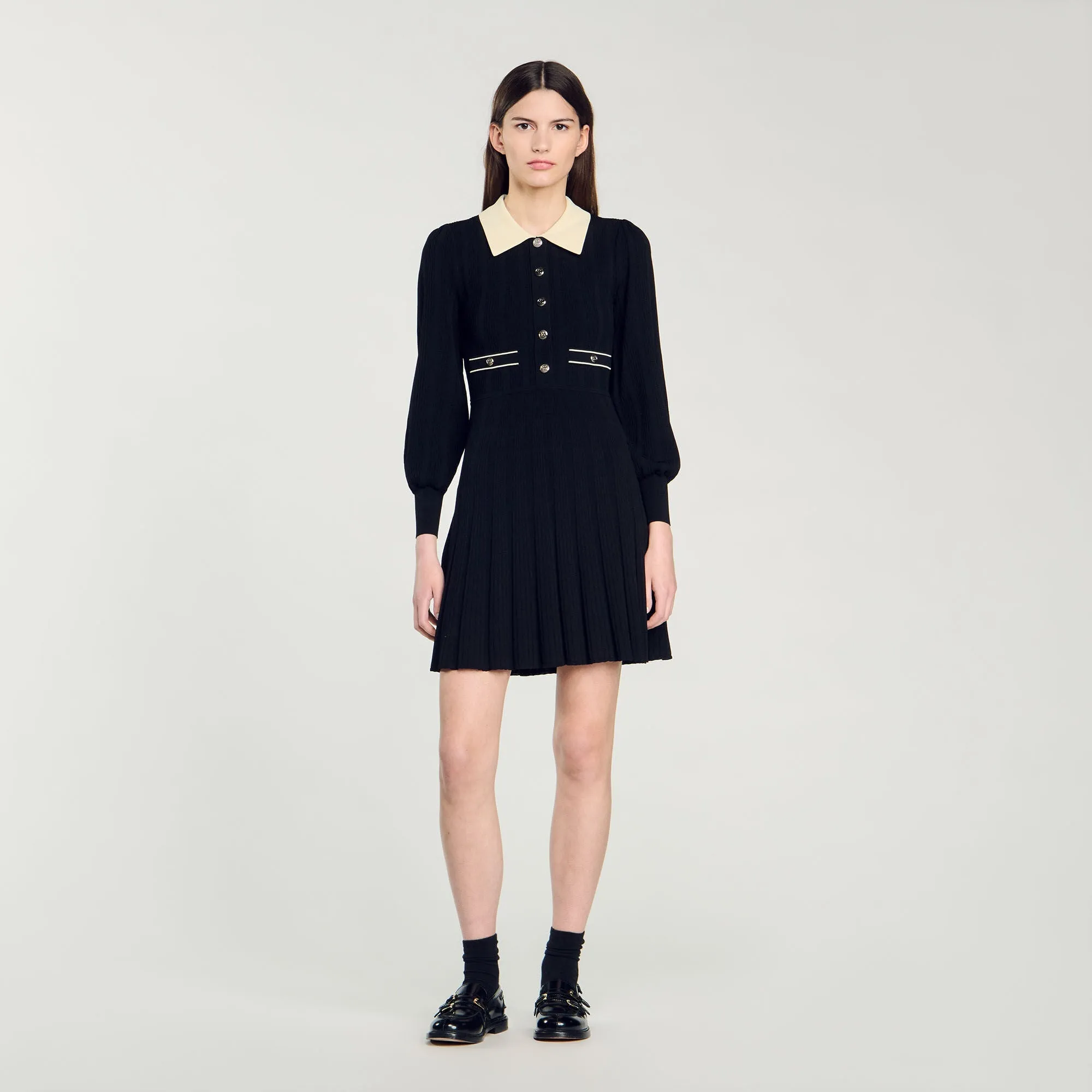 Pleated Knit Dress