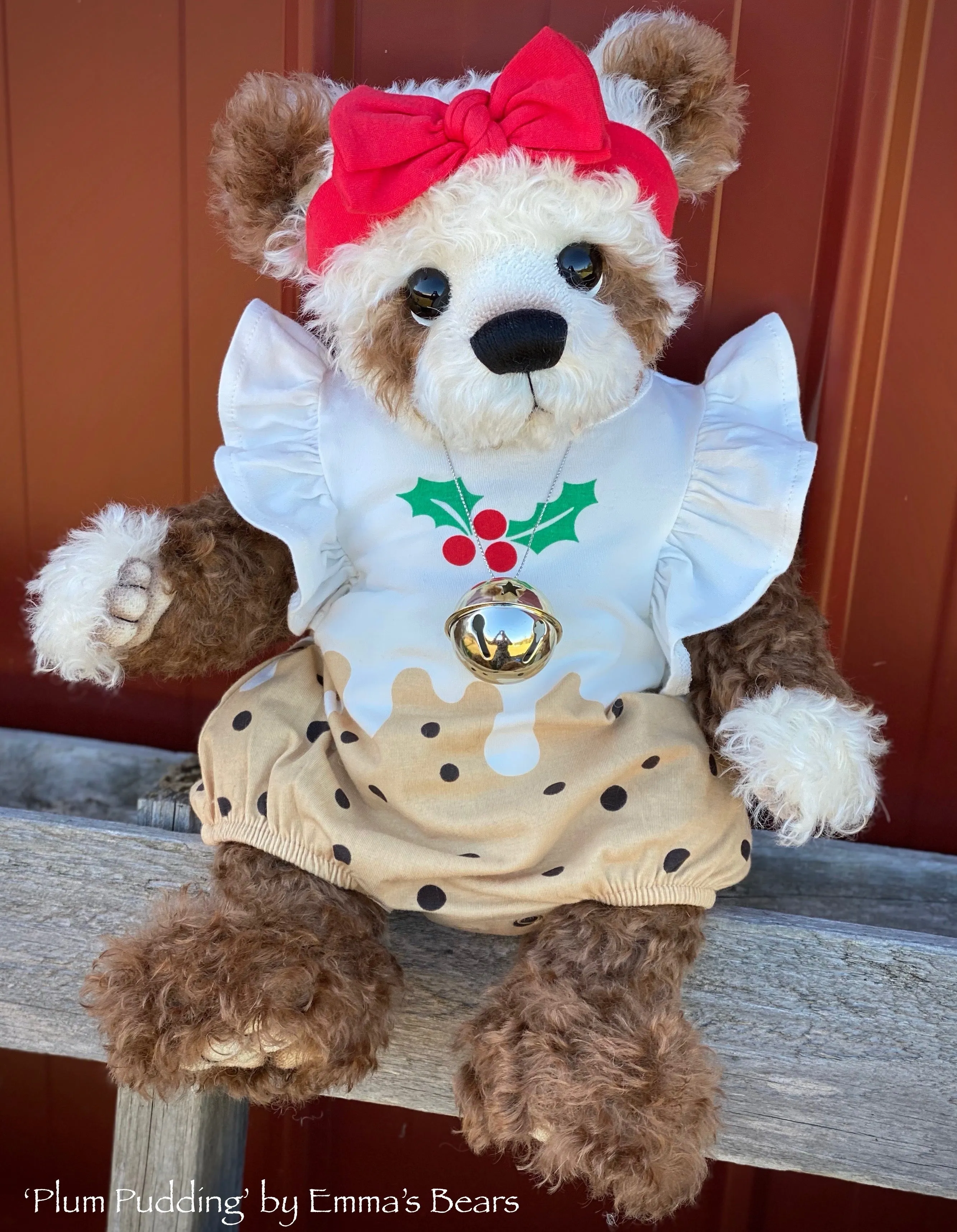 Plum Pudding - 18" Christmas 2020 MOHAIR Artist toddler style Bear by Emma's Bears - OOAK