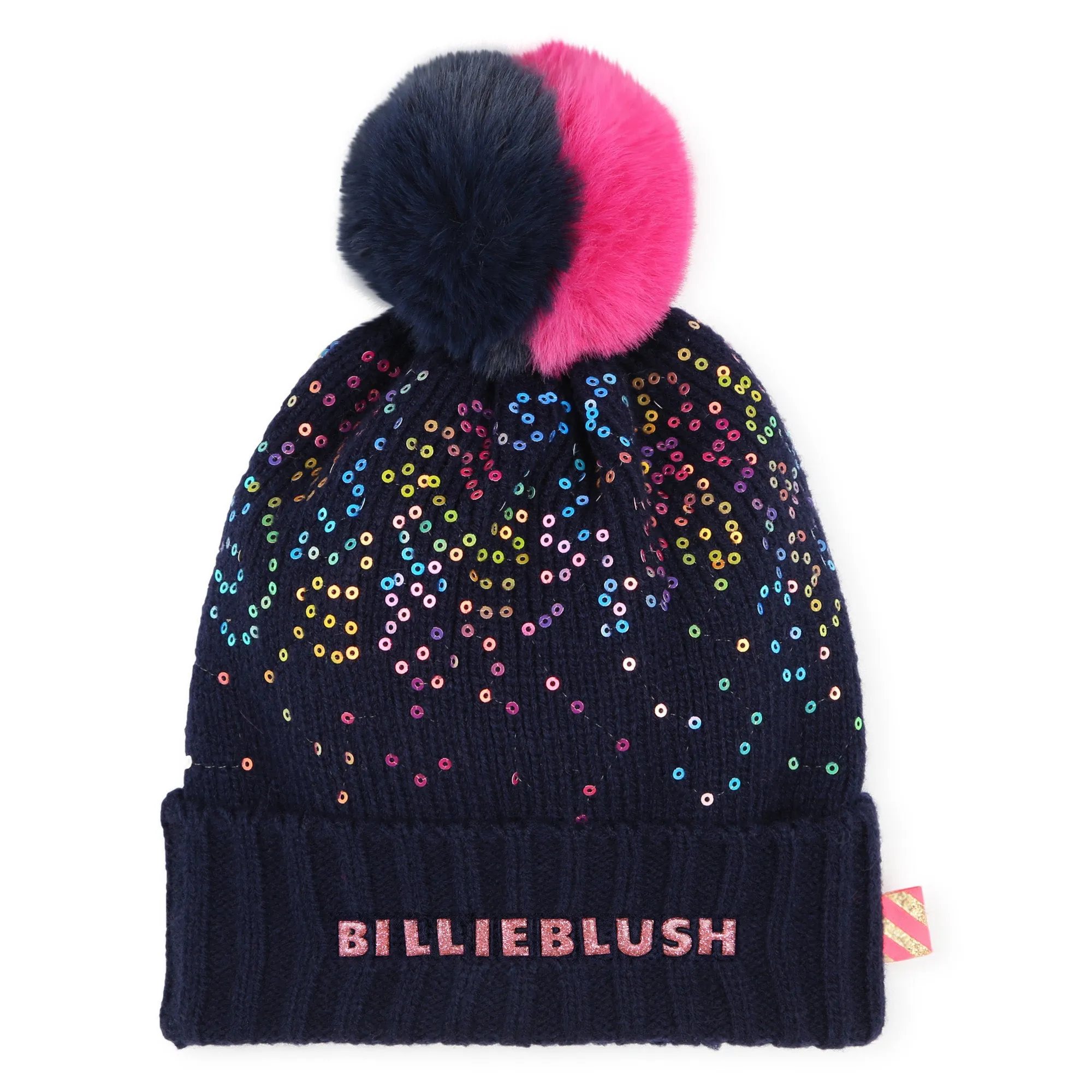 Pompom Beanie with Sequins | Indigo