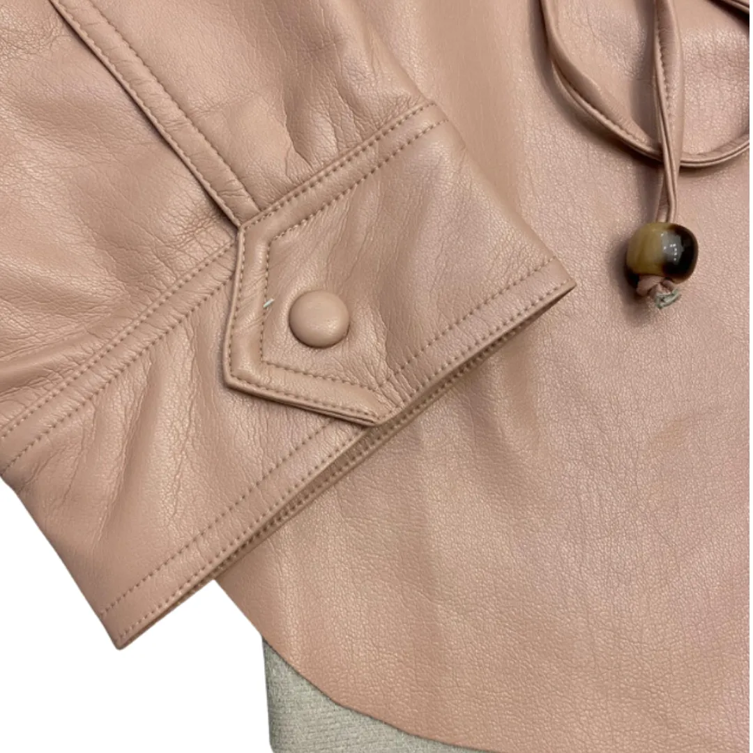 Pre Order:  Casual Loose Waistband Faux Leather Shirt