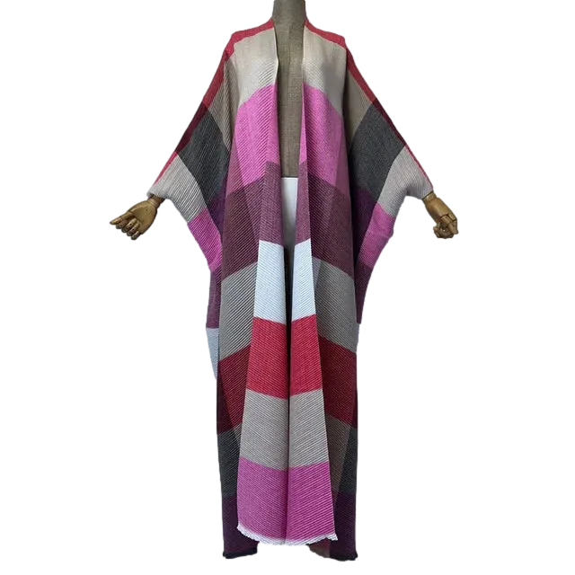 Pre Order:  Colorful Plaid Knitted Maxi Cardigan - WINI