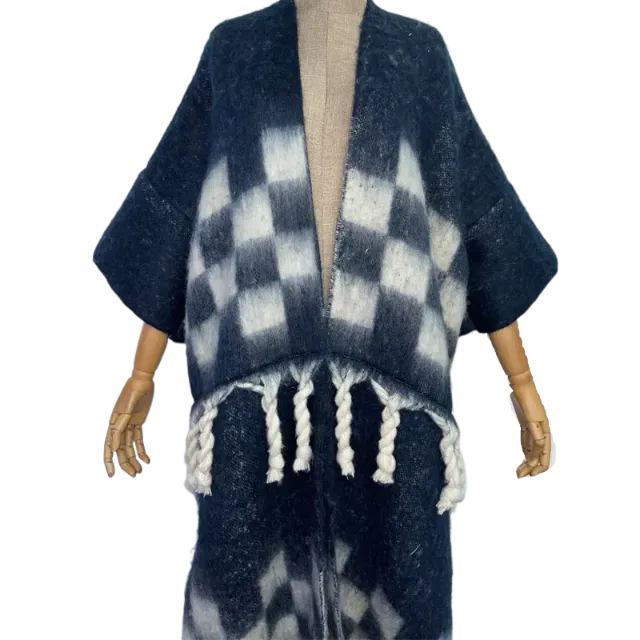 Pre Order: Warm Plaid Tassel Cardigan  - WINI