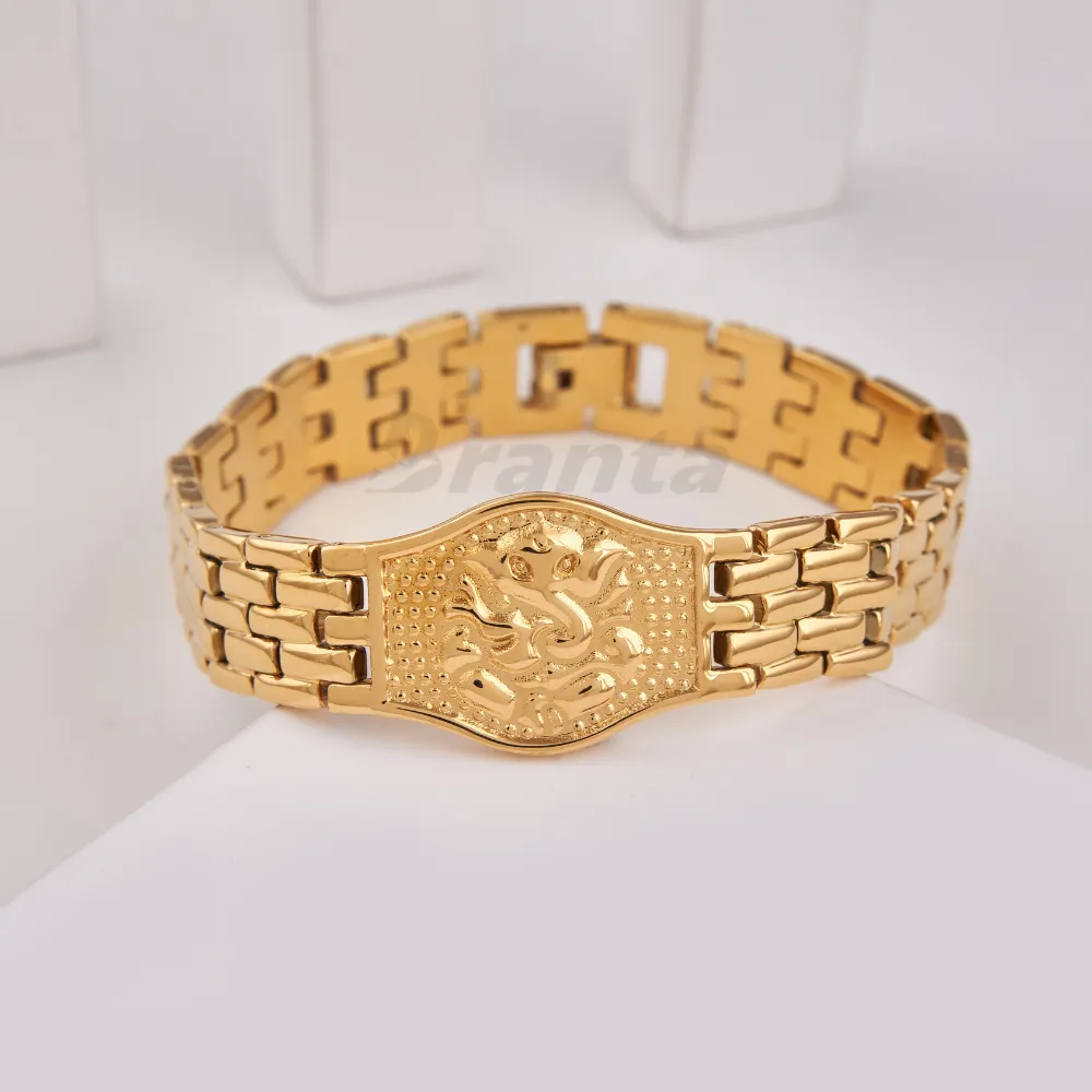 Premium Ganesh Gold Bracelet For Men (8 Inch)