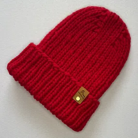 Red Peruvian Wool Knit Hat