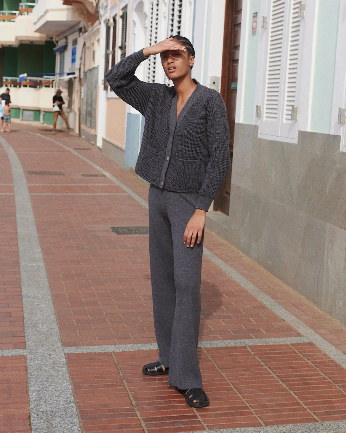 Rib Lounge: Charcoal Merino Wool Pants