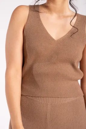 Ribbed Cashmere Crop Tank Top