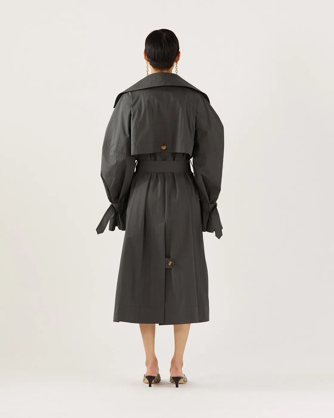 Romy Trenchcoat Cotton Blend Twill Charcoal