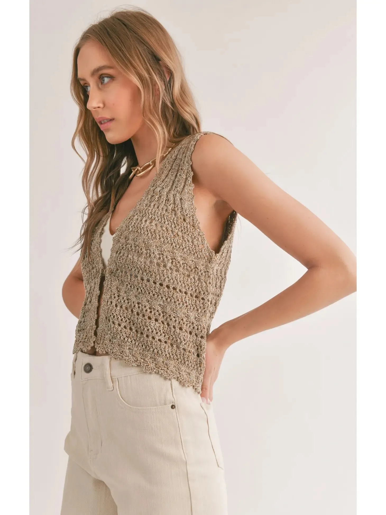 Sadie & Sage Jaz Pointelle Sweater Vest