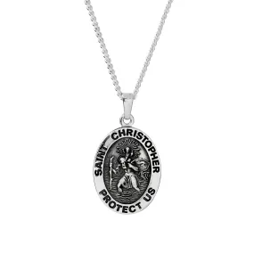 Saint Christopher Protect Us Personalised Silver Necklace