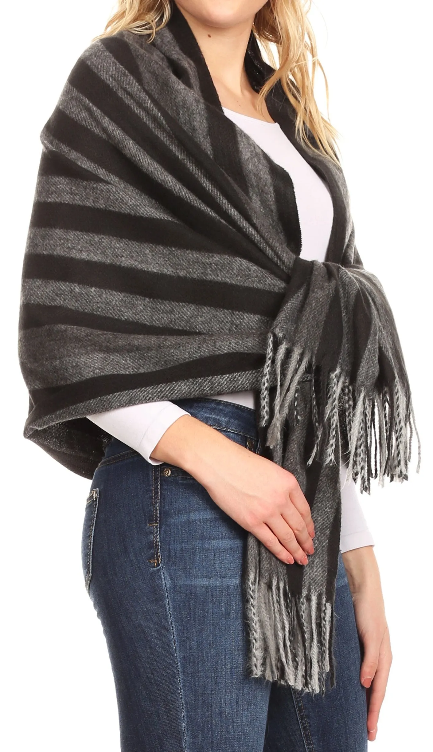 Sakkas Iris Warm Super Soft Cashmere Feel Pashmina Shawl  / Scarf with Fringes