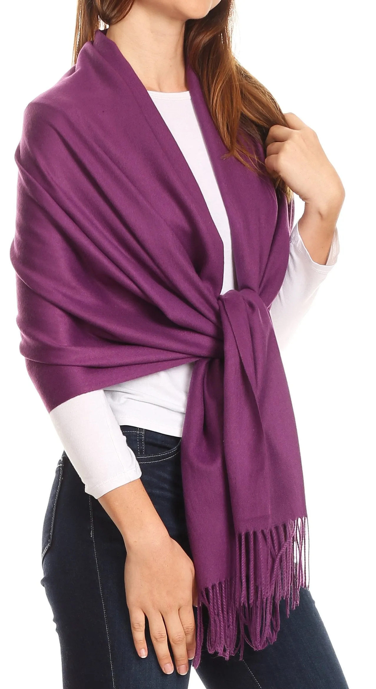 Sakkas Iris Warm Super Soft Cashmere Feel Pashmina Shawl  / Scarf with Fringes