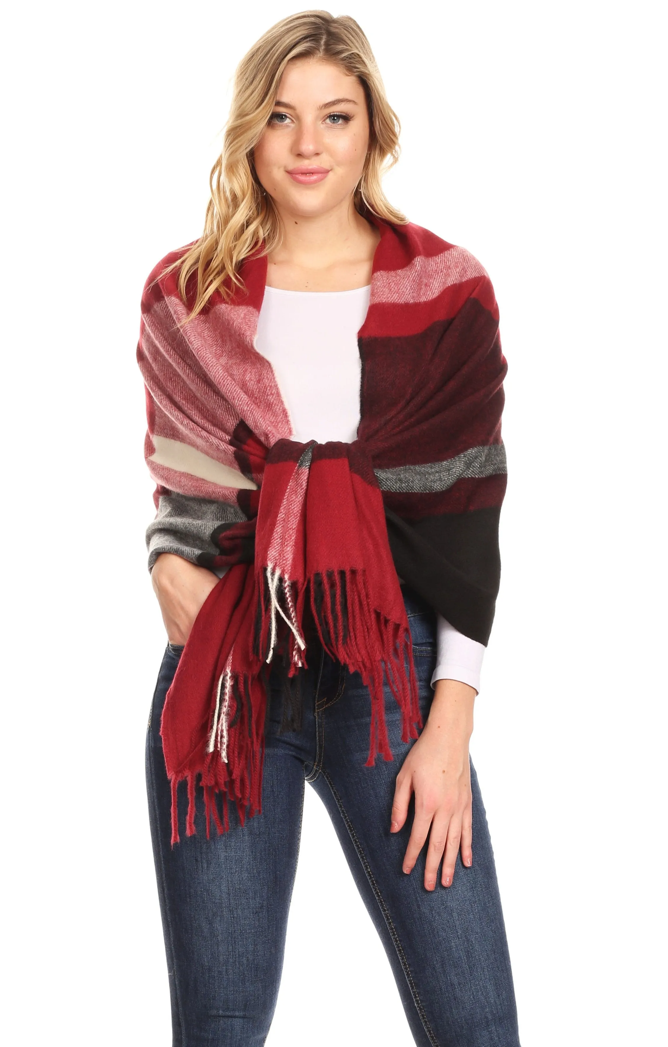 Sakkas Iris Warm Super Soft Cashmere Feel Pashmina Shawl  / Scarf with Fringes