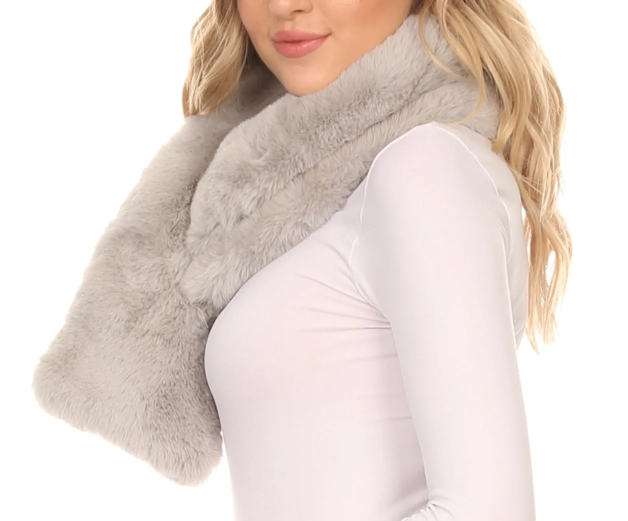 Sakkas Kiy Loophole Faux Fur Long Soft Warm Comfortable Textured Bow Scarf