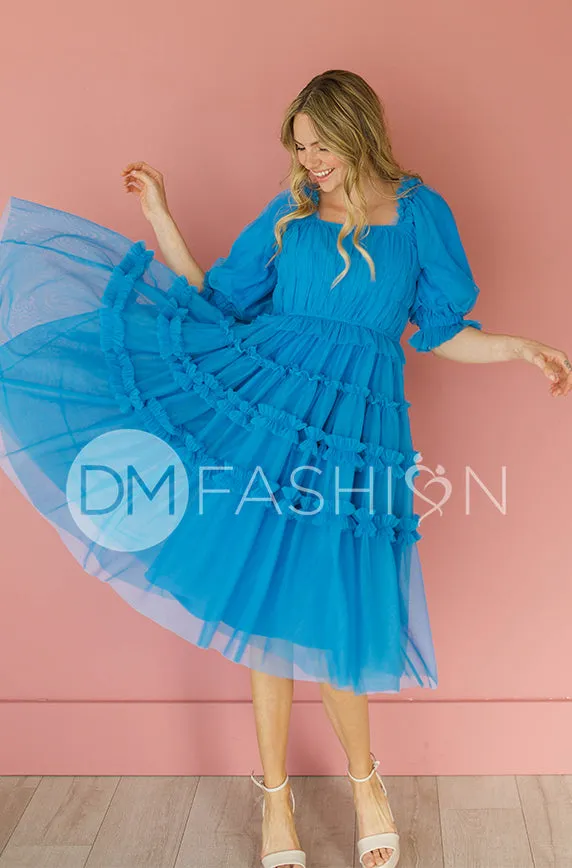 Sasha Princess Blue Dress - DM Exclusive - Maternity Friendly