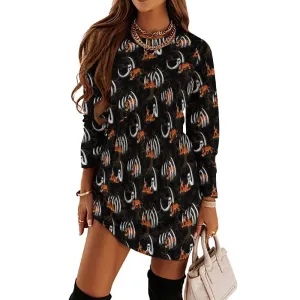 Scar Long Sleeve Patchwork T-shirt Dress