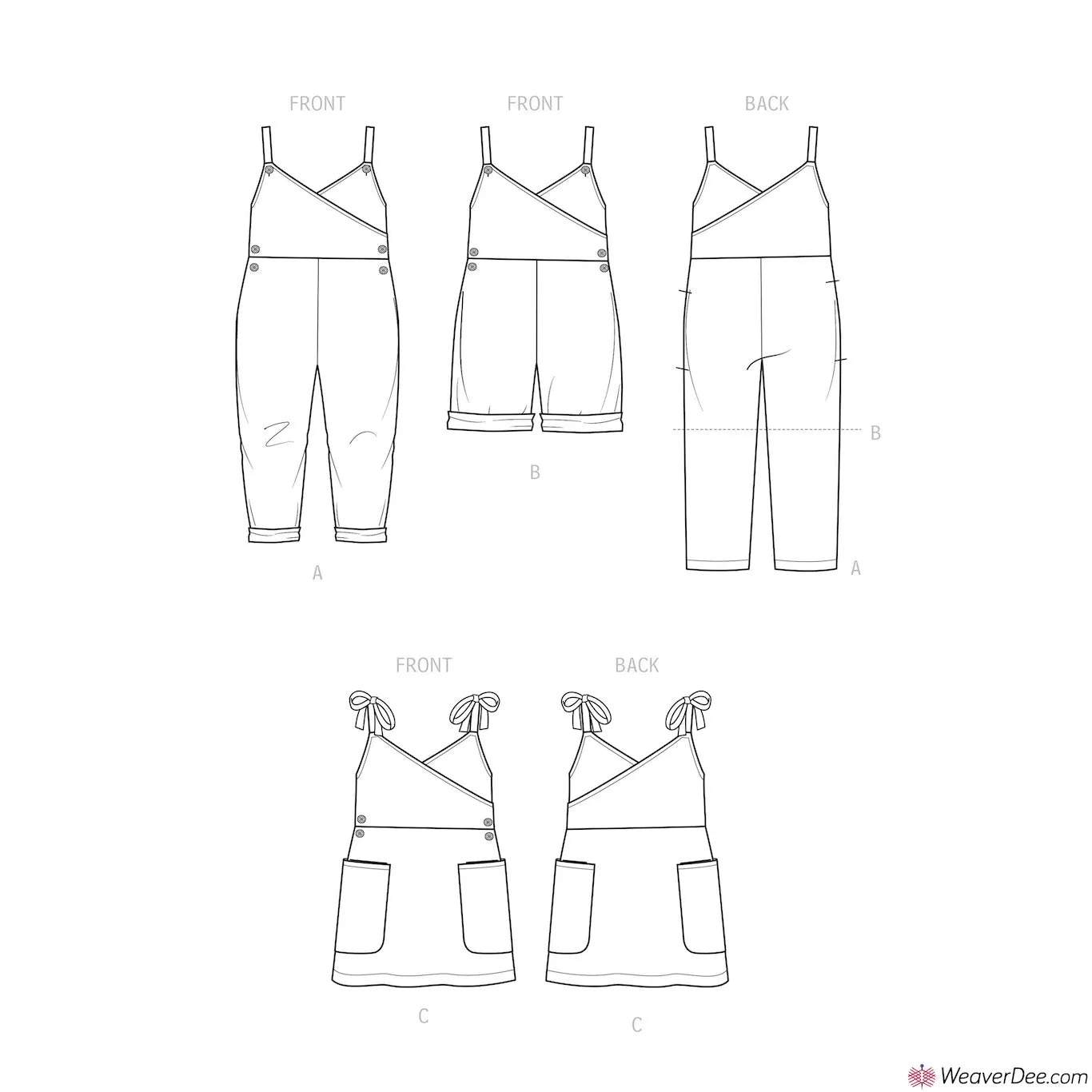 Simplicity Pattern S9558 Girl' Dungarees / Jumpsuits