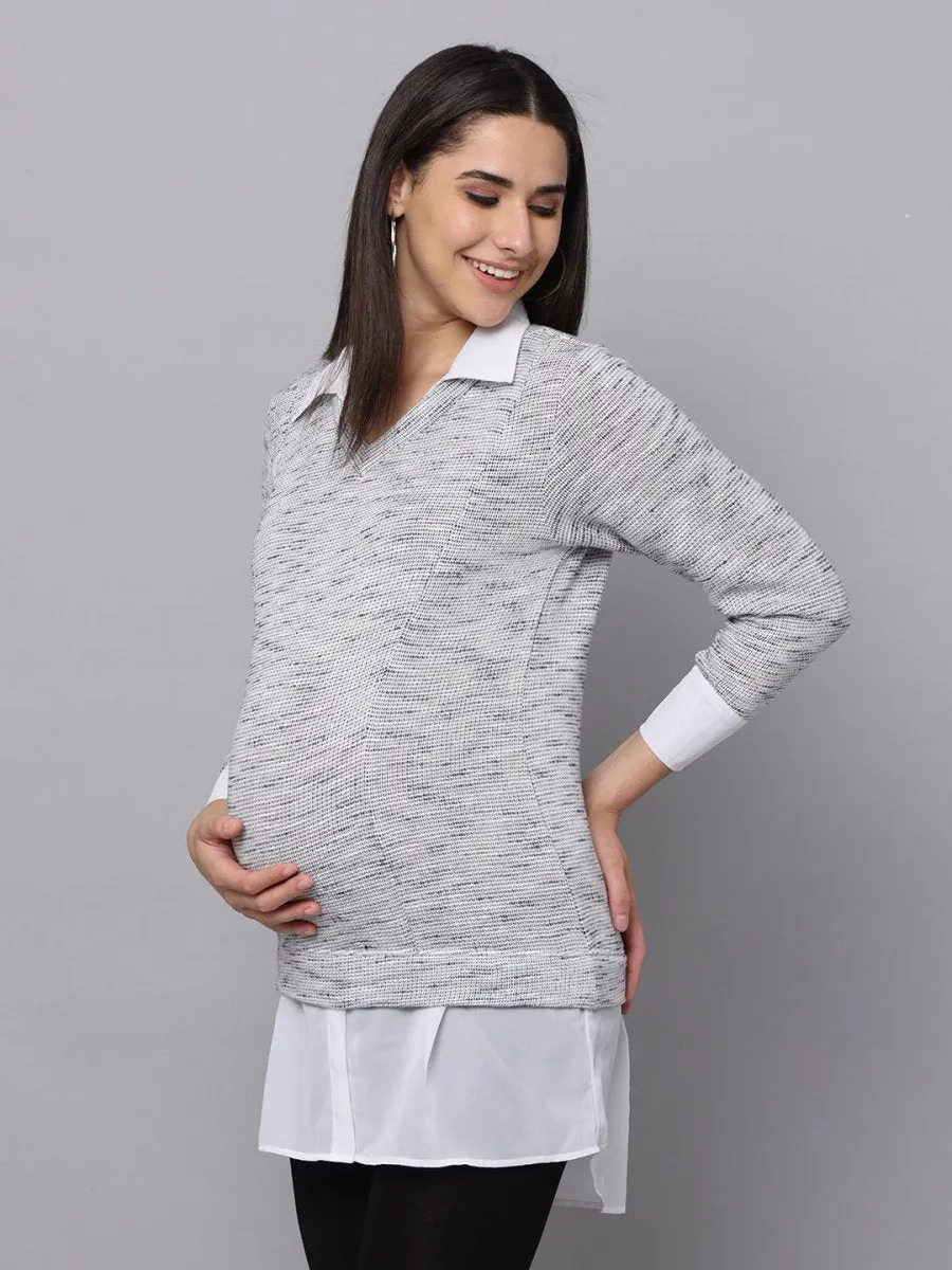 Sky Captain Maternity Knit Top With Nursing