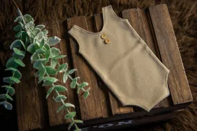 Sleeveless Stitch Romper - Textured - Khaki