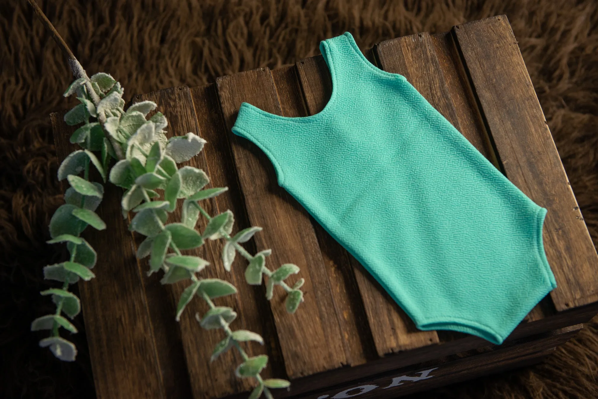 Sleeveless Stitch Romper - Textured - Mint