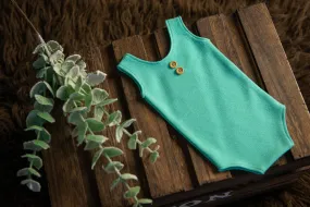 Sleeveless Stitch Romper - Textured - Mint