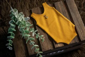 Sleeveless Stitch Romper - Textured - Mustard