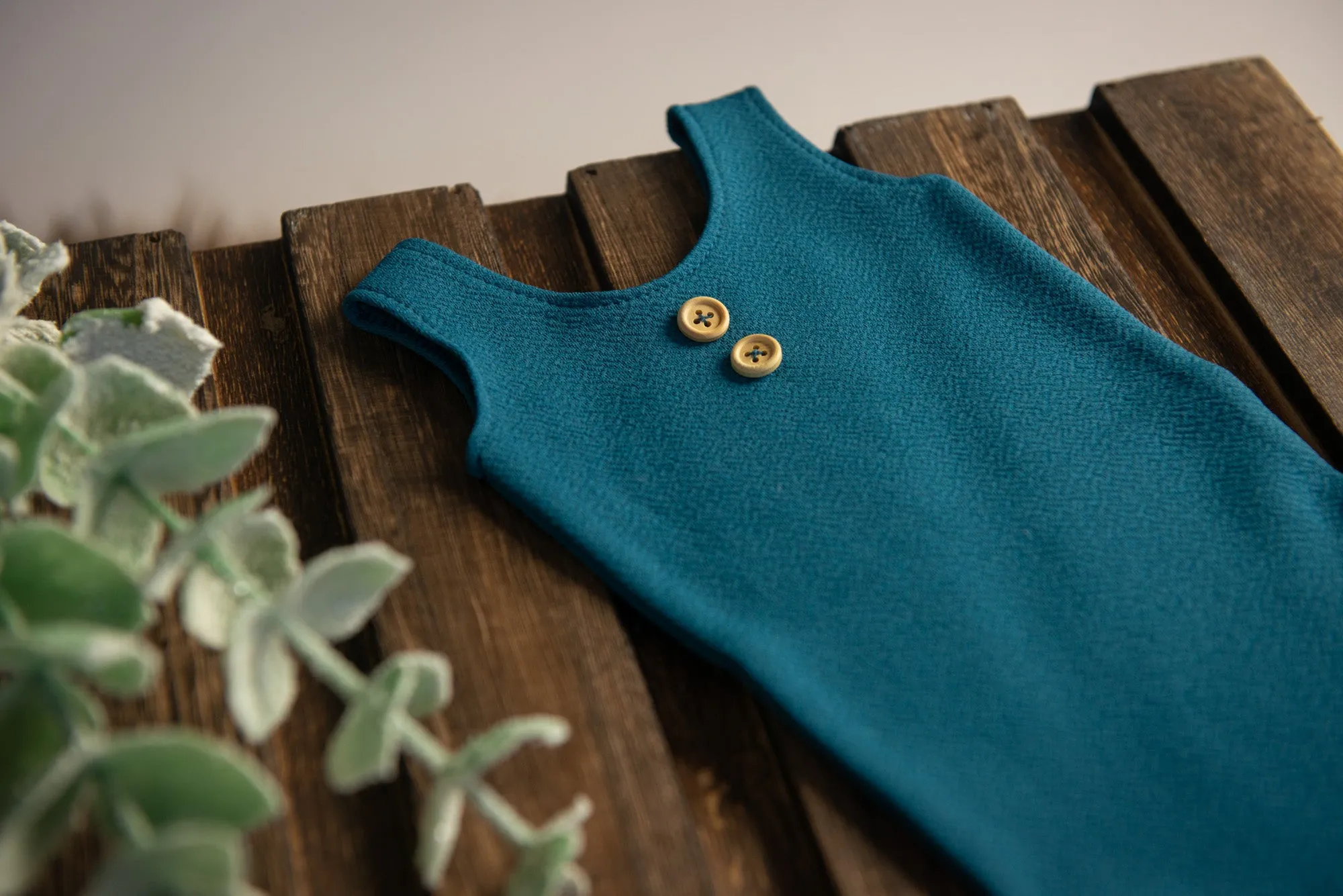 Sleeveless Stitch Romper - Textured - Teal