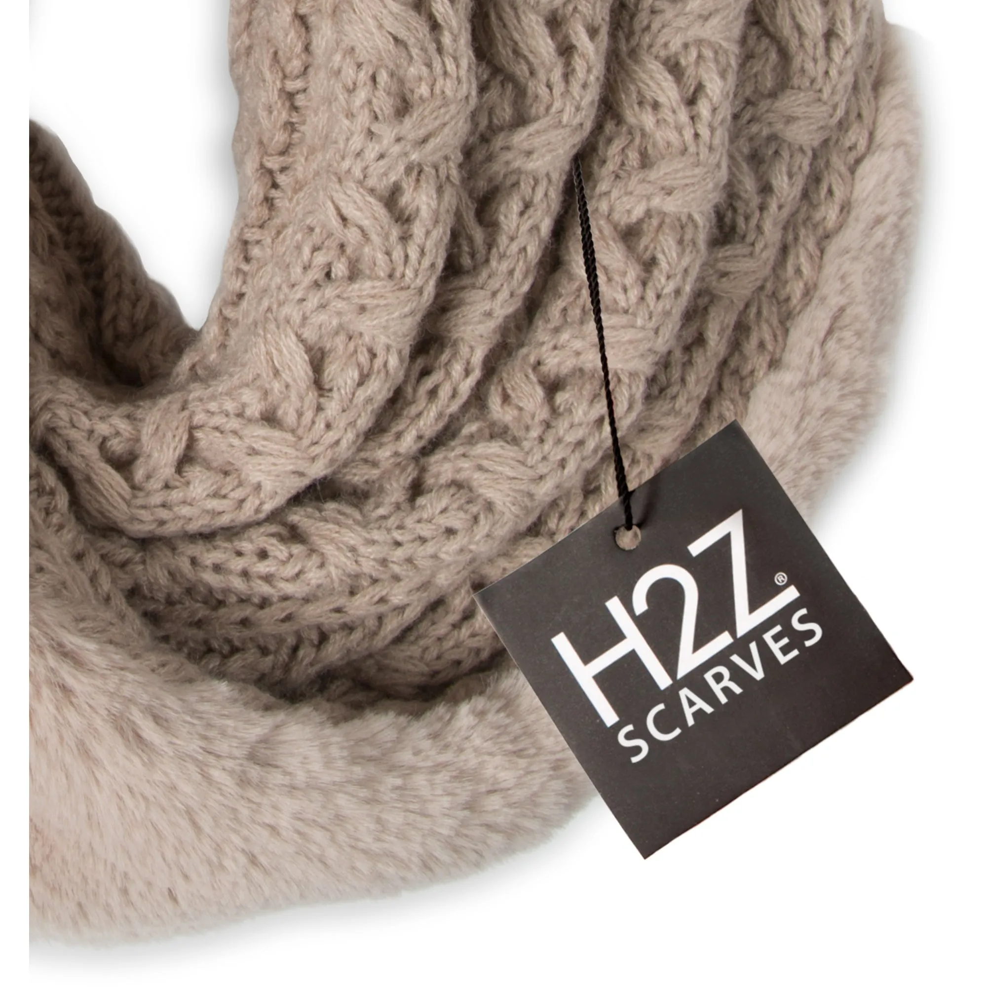 Soft Cable Knit & Faux Fur Infinity Scarf