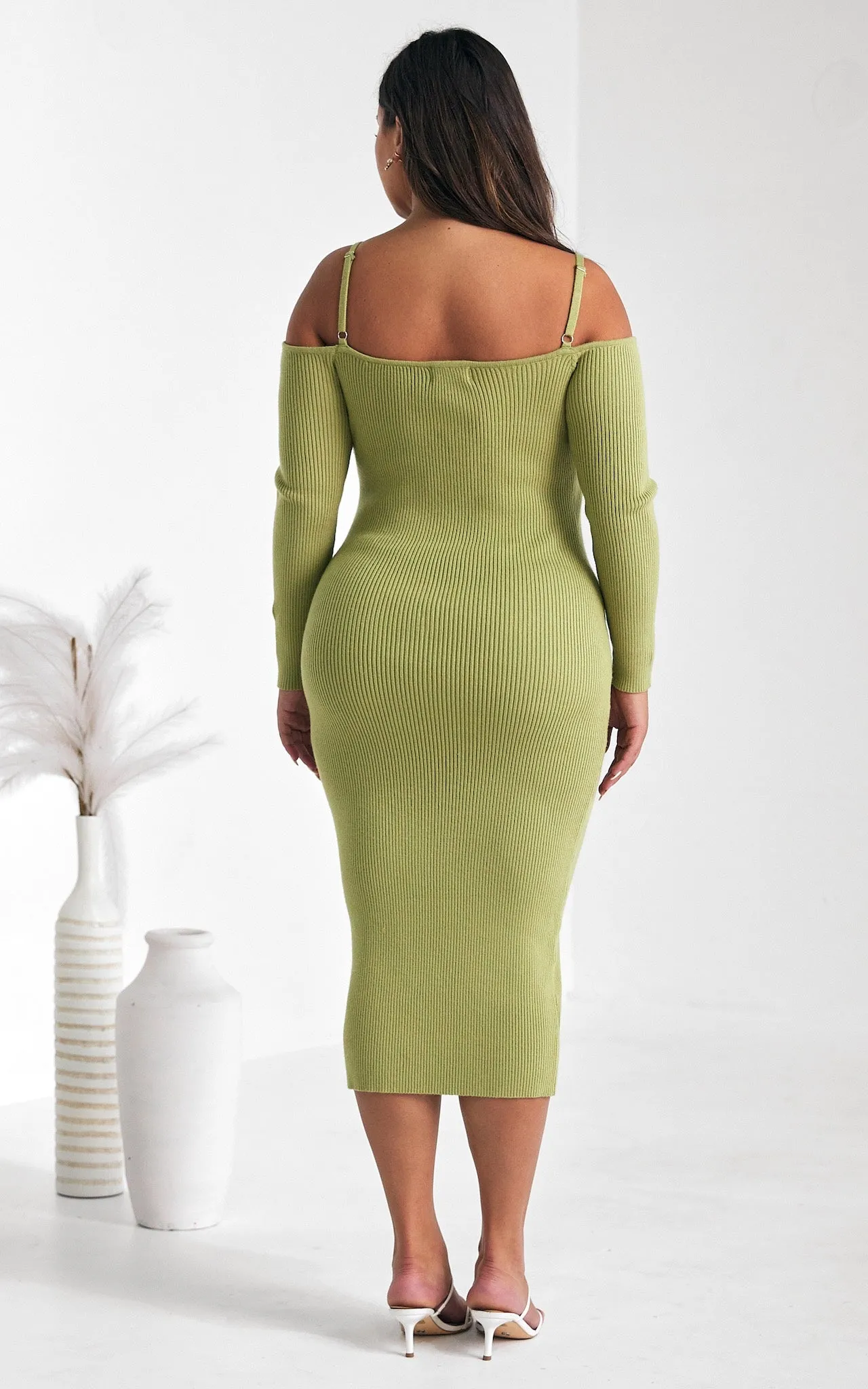 Soji Knit Midi Dress - Light Green