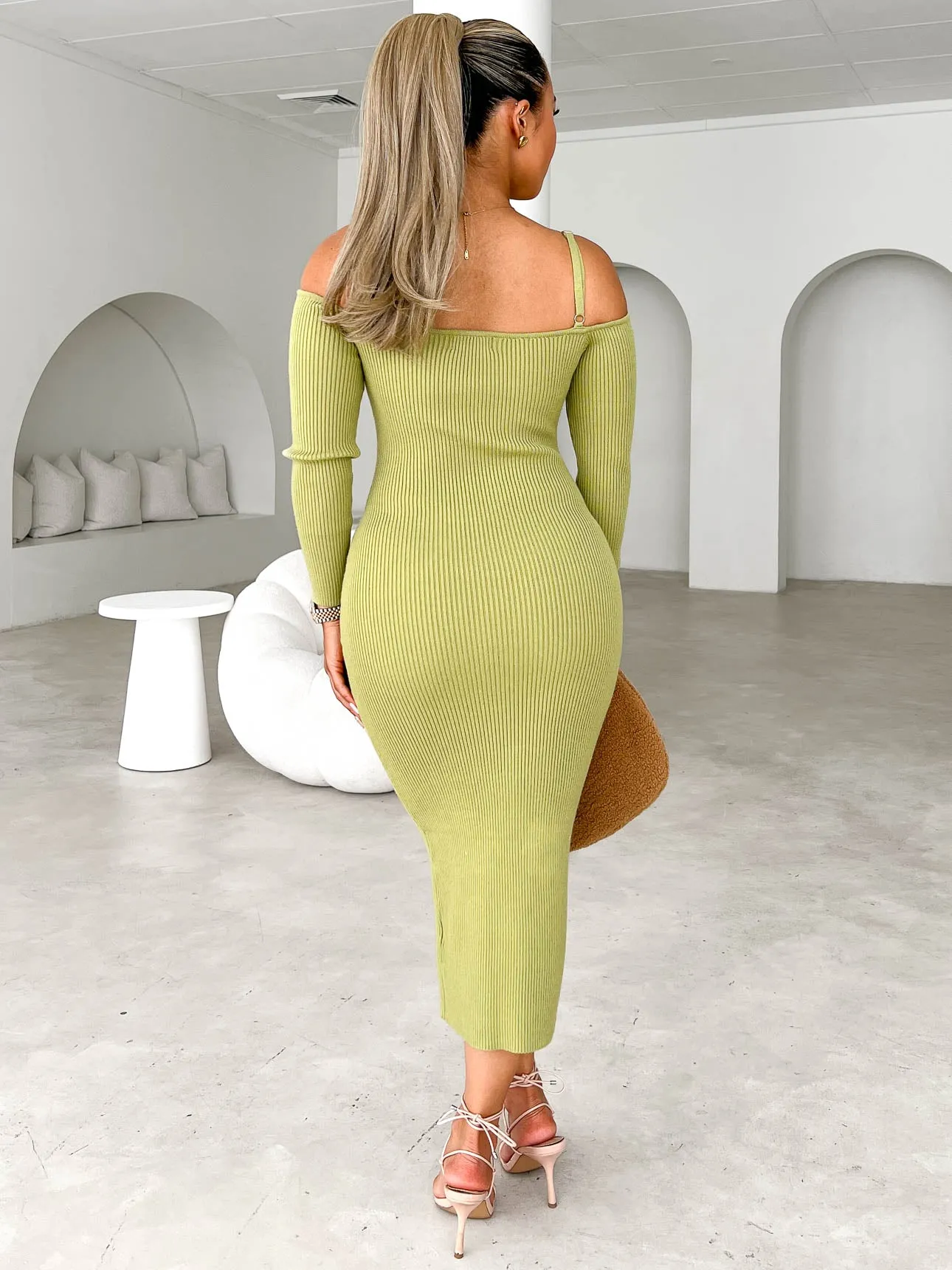 Soji Knit Midi Dress - Light Green