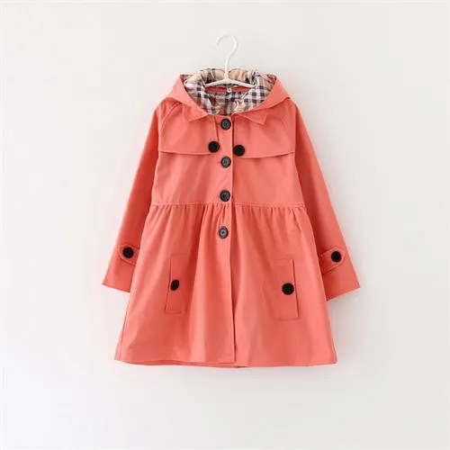 Spring & Autumn girls trench coat w/ Hoodies - Free Shipping to N.A.