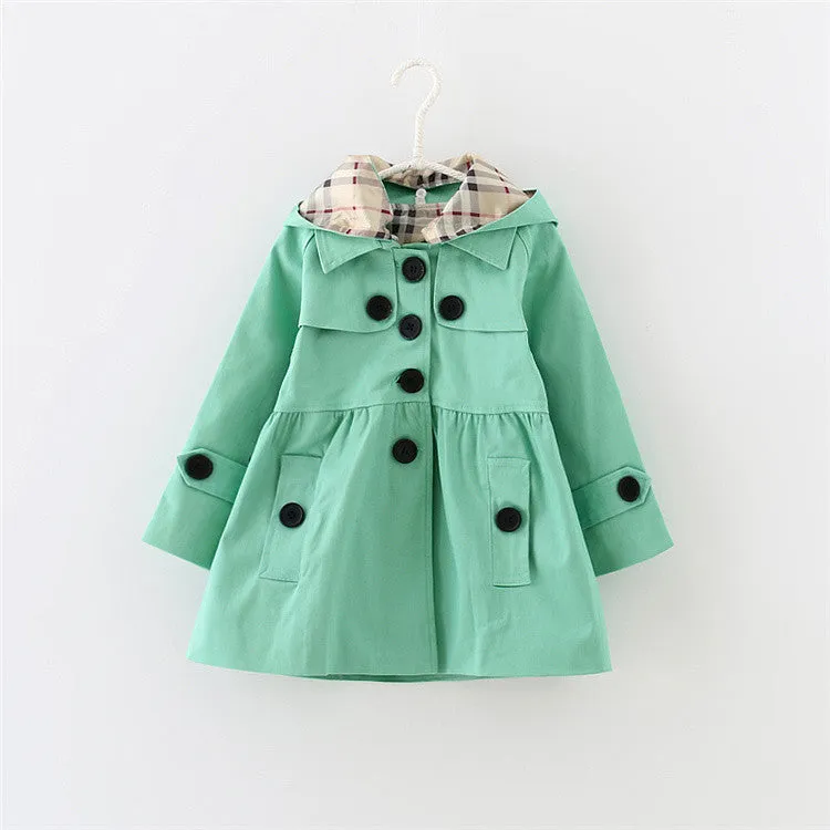 Spring & Autumn girls trench coat w/ Hoodies - Free Shipping to N.A.