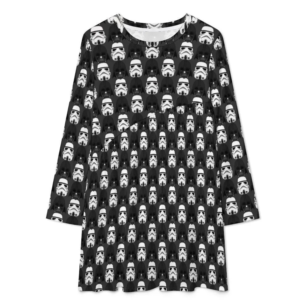 Star Wars Darth Vader And Storm Troopers Long Sleeve Patchwork T-shirt Dress