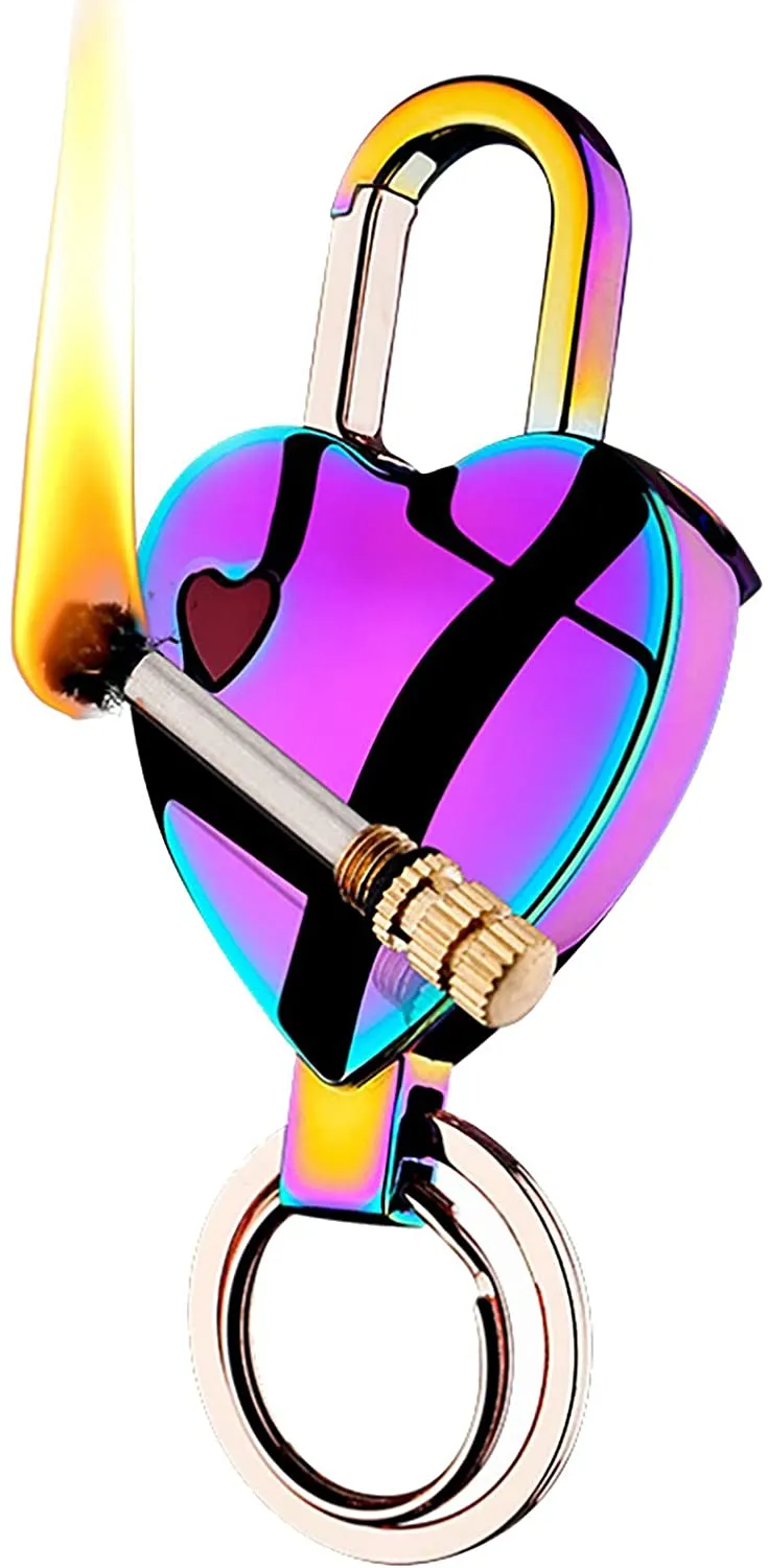 Stylish Heart Permanent Keychain Match Lighter