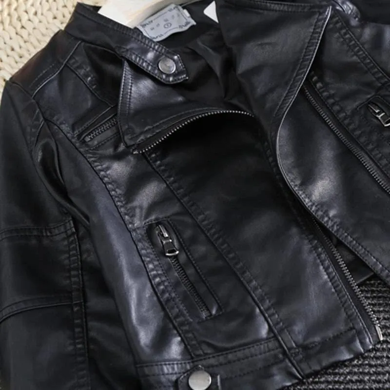 Stylish Rocker Faux Leather Jacket For Girls