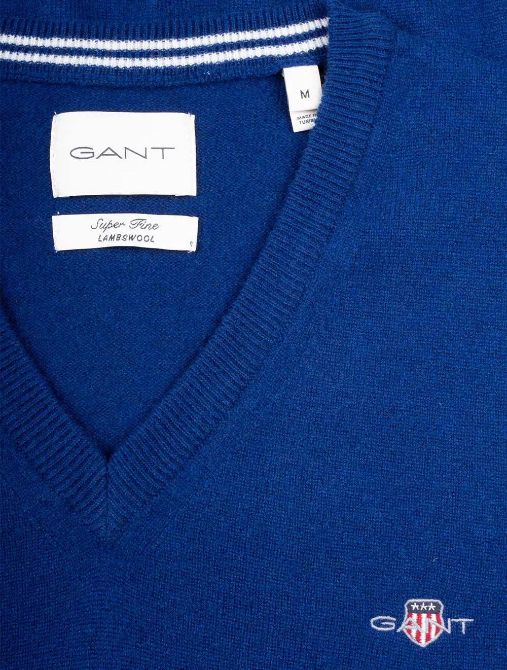 Superfine Lambswool V Neck College Blue