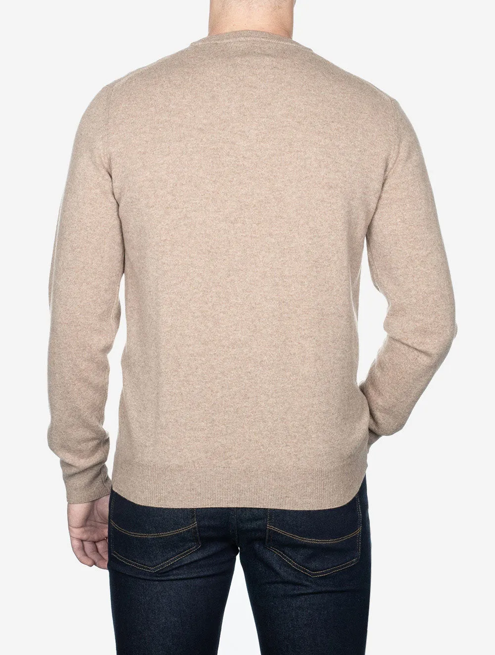 Superfine Lambswool V Neck Dark Sand Melange