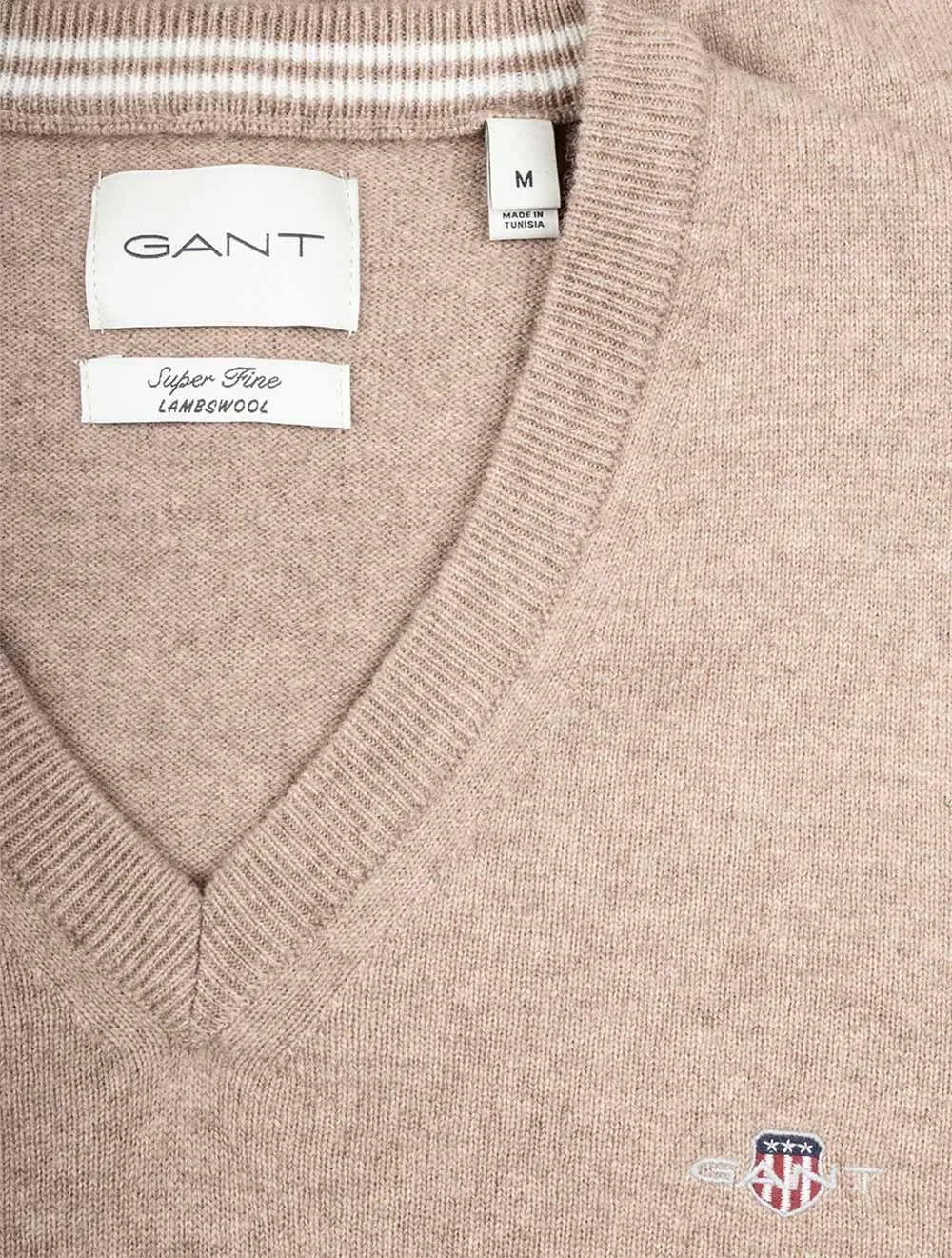 Superfine Lambswool V Neck Dark Sand Melange