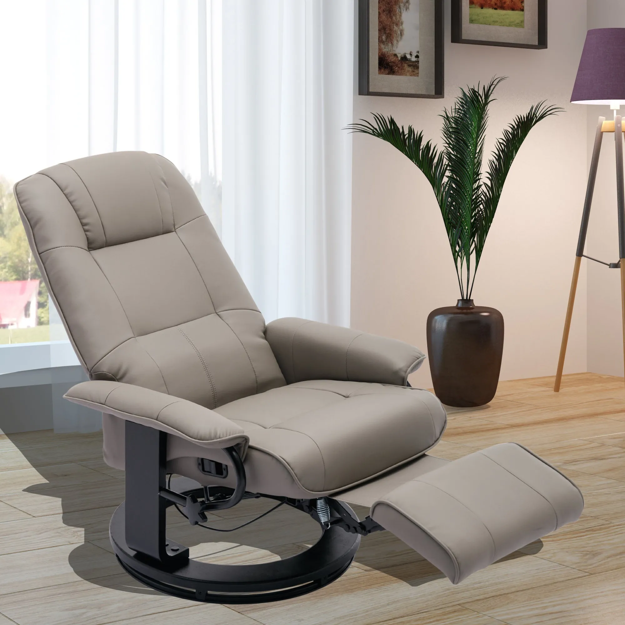 SwivelCraft 360: Luxe Faux Leather Recliner