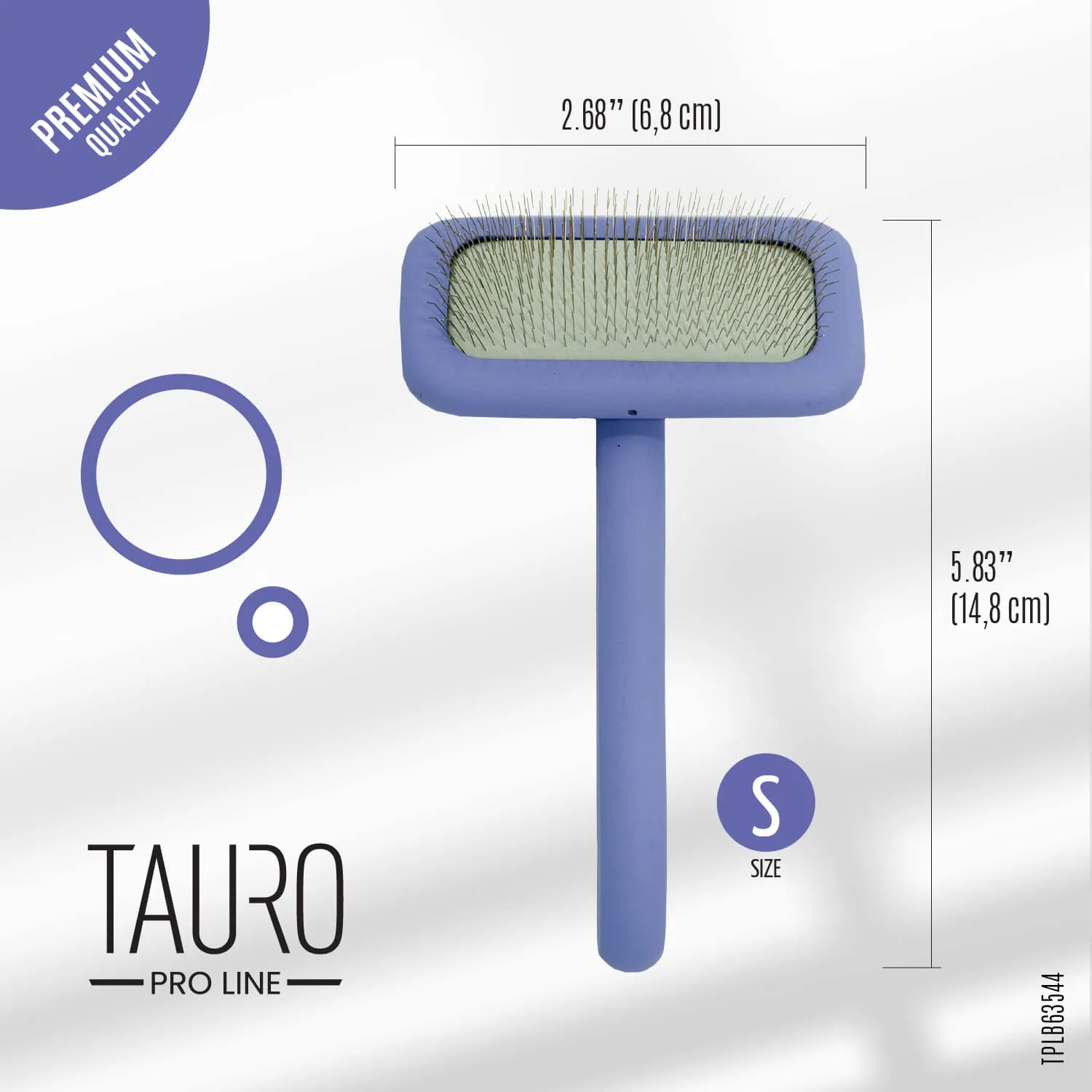 Tauro Pro Line Ergonomic Non-Slip Wooden Rectangular Dog & Cat Brush For All Hair Type Comfortable Brushing And Detangling, teeth 0.43 in, purple