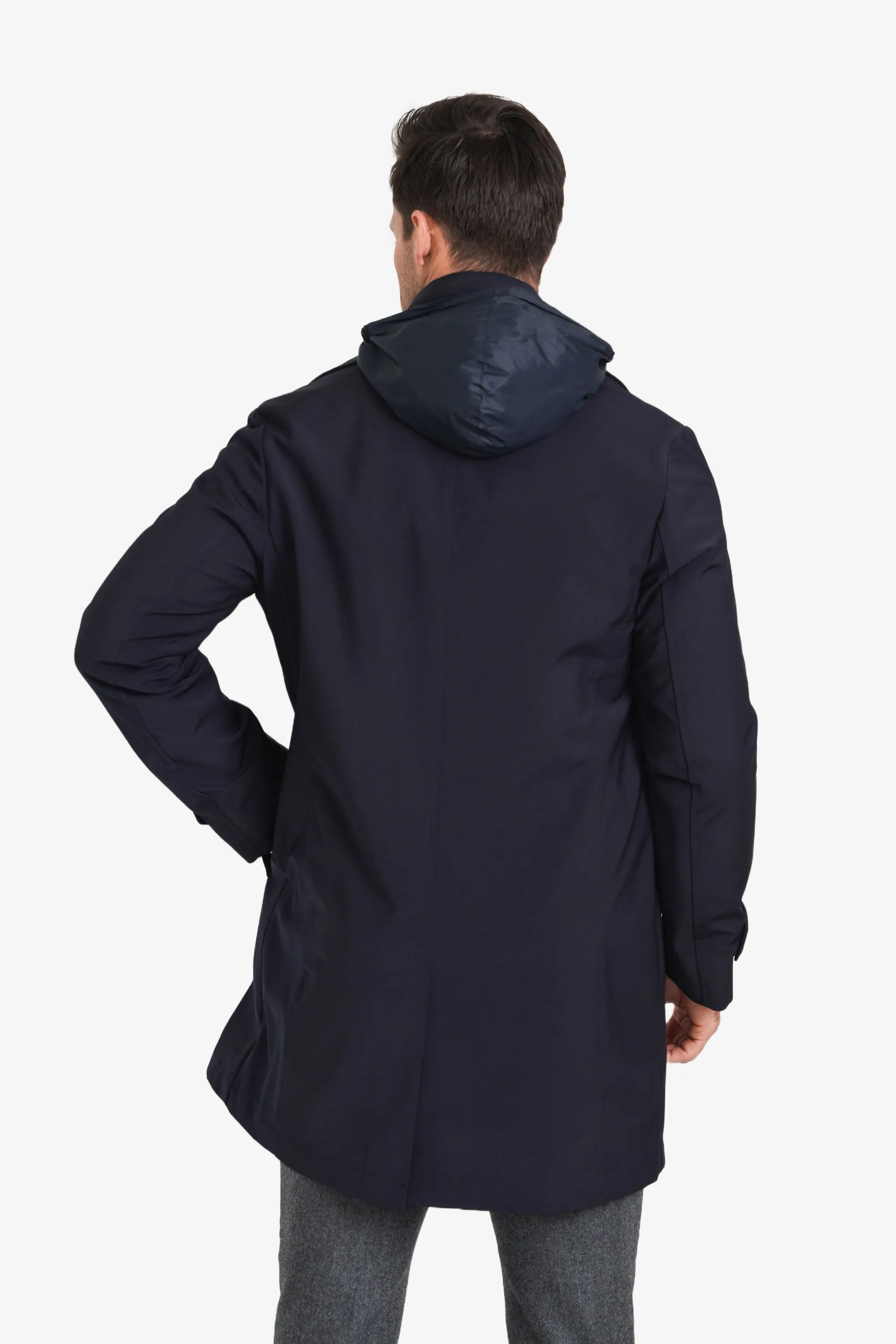 Tech Wool Raincoat Navy