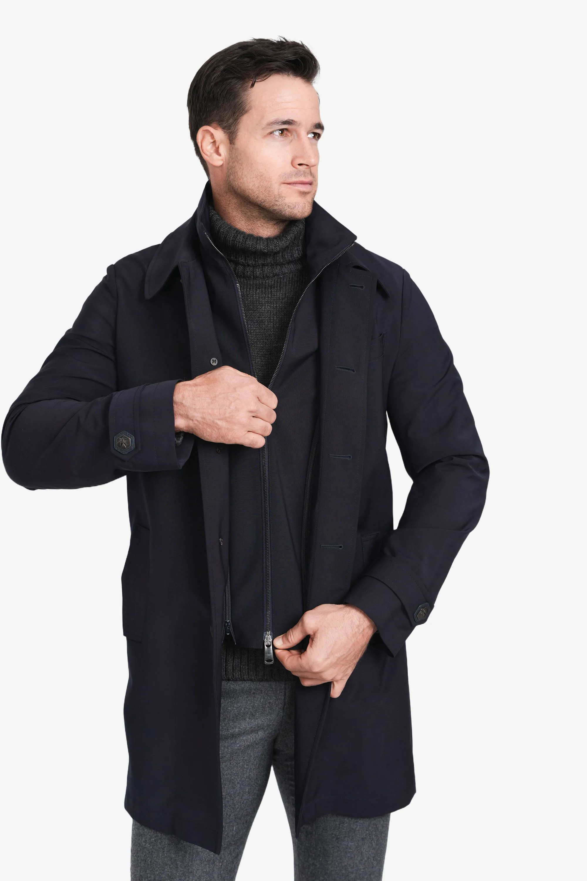 Tech Wool Raincoat Navy