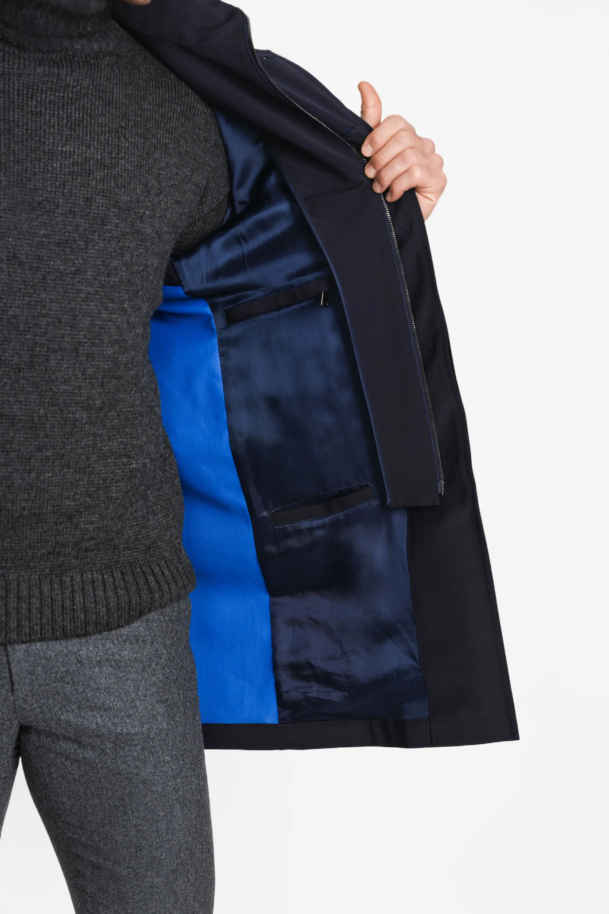 Tech Wool Raincoat Navy