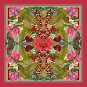 The Hummingbird & Lotus Silk Scarf | 90x90cm