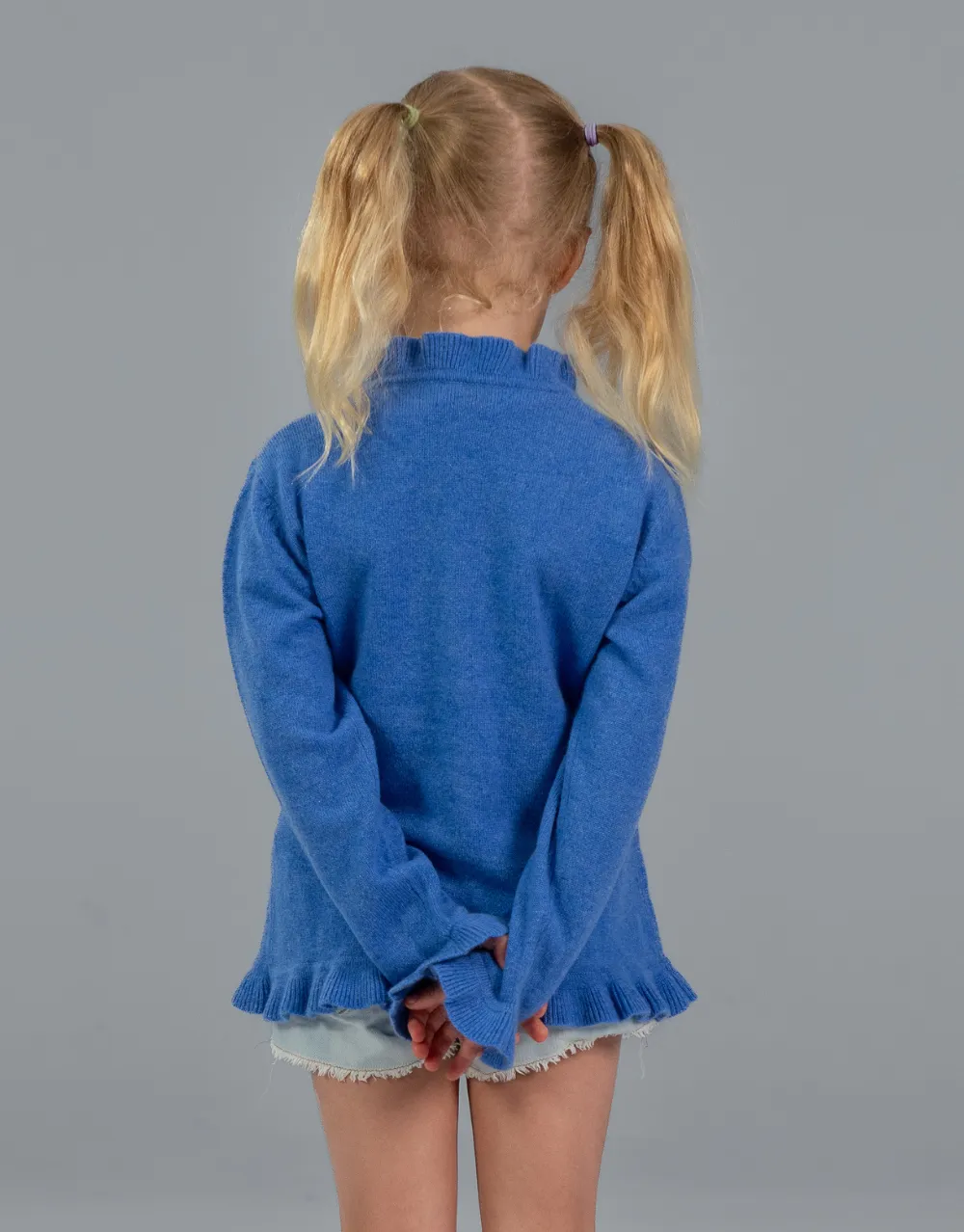 The Little Lilly Girls Cashmere Cardigan in Kobalt