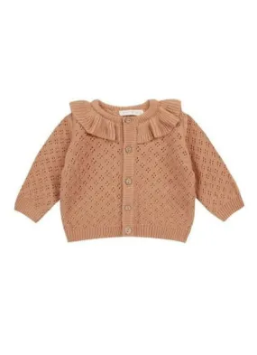 The Ruffle Collar Cardigan by Quincy Mae - Melon - BABY