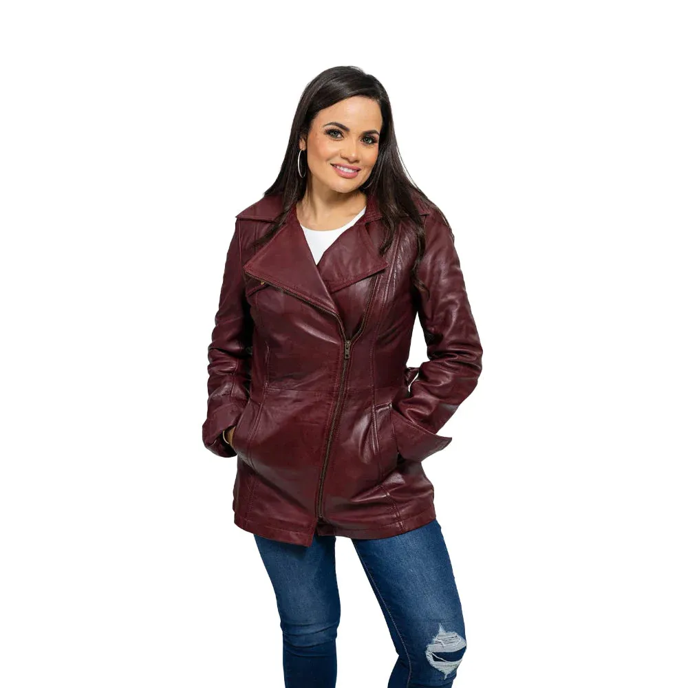 Traci Womens Leather Jacket Oxblood