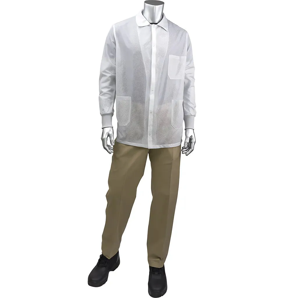 Uniform Technology BR49AC-44WH-M StatStar Short ESD Labcoat - ESD Knit Cuff